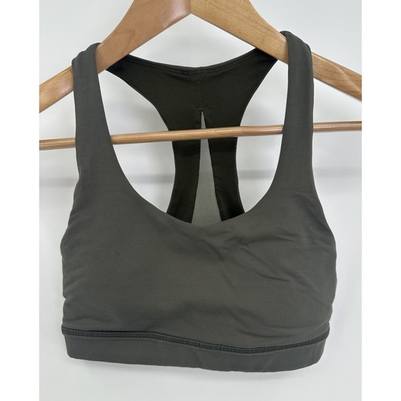 lululemon athletica Other - Lululemon Invigorate Bra Size 4 Army Green Mesh Racerback Sports Bra Padded